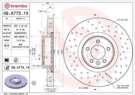ГАЛЬМІВНИЙ ДИСК BREMBO 09.A773.1X