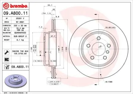 Тормозной диск BREMBO 09.A800.11