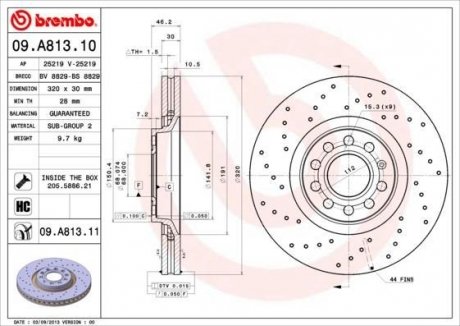 Тормозной диск BREMBO 09A81311