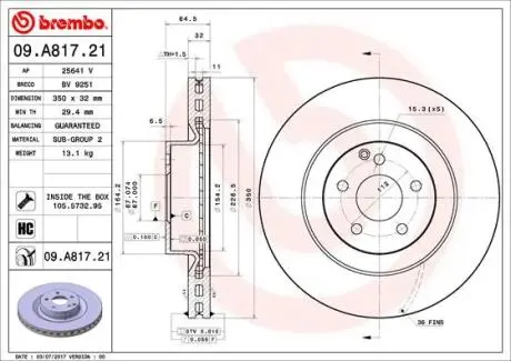 Гальмівний диск BREMBO 09.A817.21