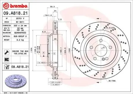 Диск тормозной BREMBO 09A81821
