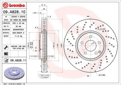 Тормозной диск BREMBO 09.A828.11