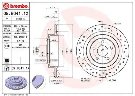 Диск тормозной BREMBO 09B0411X