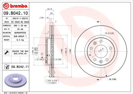 Тормозной диск BREMBO 09B04211