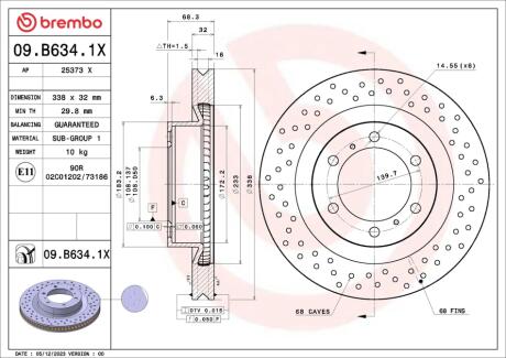 Автозапчасть BREMBO 09B6341X