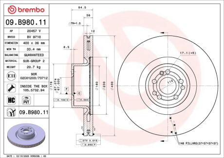 Автозапчасть BREMBO 09B98011