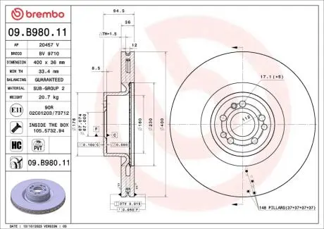 Автозапчасть BREMBO 09B98011