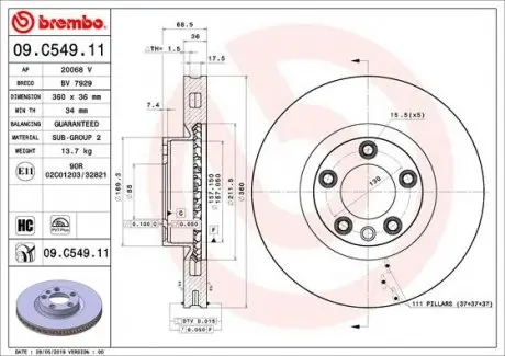 Тормозной диск BREMBO 09.C549.11