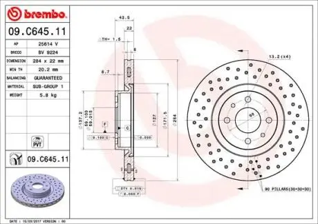 Гальмівні диски 500C / 595C / 695C, BREMBO 09C64511