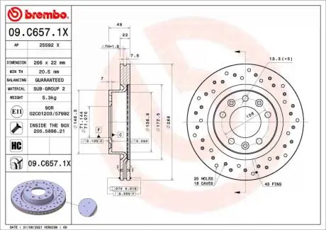 Гальмівний диск BREMBO 09.C657.1X