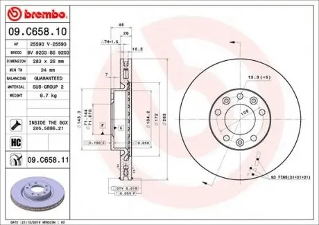 Диск тормозной BREMBO 09.C658.11