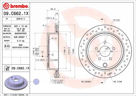 Гальмівний диск BREMBO 09.C662.1X