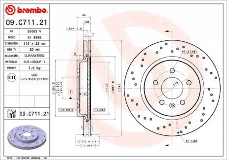 Гальмівні диски ASTRA J (P10), 09.09 BREMBO 09C71121