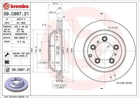 Тормозной диск BREMBO 09.C987.21