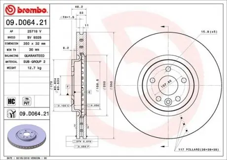 Тормозной диск BREMBO 09.D064.21