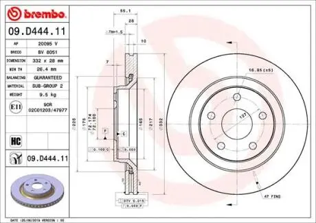 Диск гальмівний BREMBO 09.D444.11