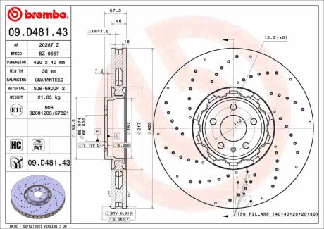 Гальмівний диск BREMBO 09.D481.43