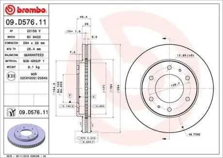 Тормозной диск BREMBO 09.D576.11