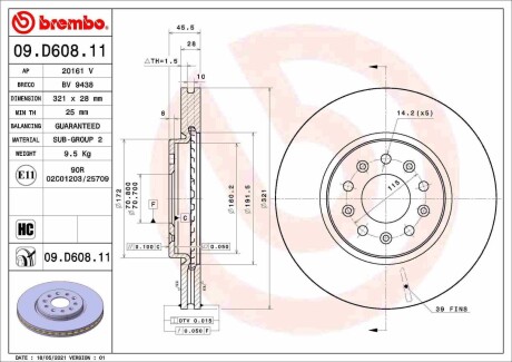 Гальмівний диск BREMBO 09.D608.11