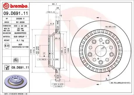 Tarcza ham. LEXUS LS tyі BREMBO 09D69111