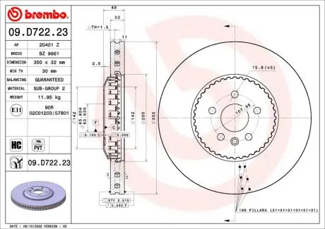 Гальмівний диск BREMBO 09.D722.23