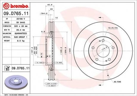 Тормозной диск BREMBO 09.D765.11