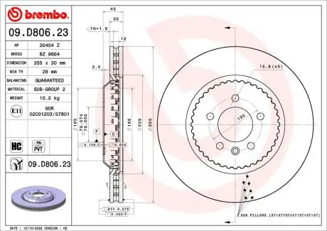 Гальмівний диск BREMBO 09.D806.23