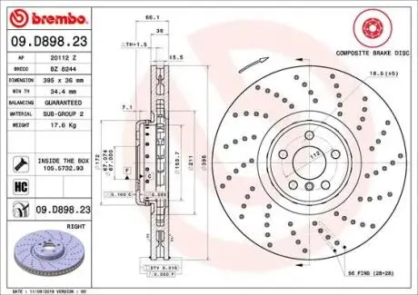 Гальмівний диск складається з двох частин BREMBO 09.D898.23