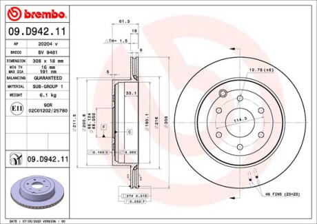 Гальмівний диск BREMBO 09.D942.11 (фото 1)