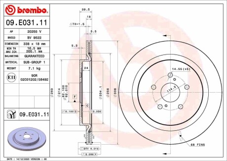 Диск гальмівний задн BREMBO 09E03111