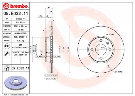 Гальмівні диски KARL (C16), 01.15-03 BREMBO 09E03211
