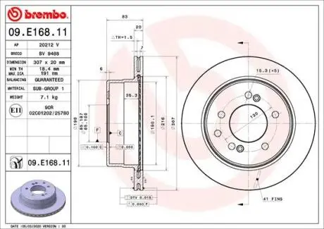Диск гальмівний задн Лів/Прав SSANGYONG RODIUS I, RODIUS II 2.0D-3.2 05.05- BREMBO 09E16811