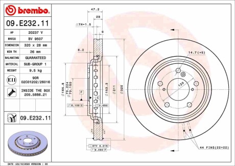 Тормозной диск BREMBO 09E23211