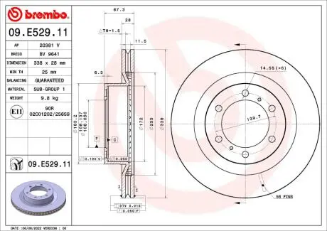 Гальмівний диск BREMBO 09.E529.11