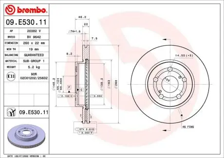 Автозапчасть BREMBO 09E53011