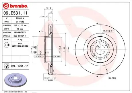 Автозапчасть BREMBO 09E53111