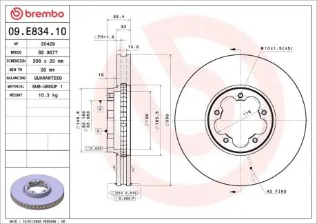 Гальмівний диск BREMBO 09.E834.10