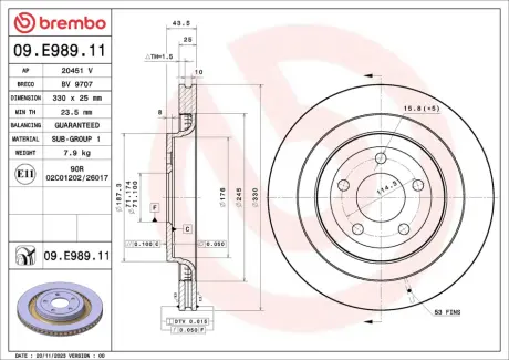 ГАЛЬМІВНИЙ ДИСК BREMBO 09.E989.11