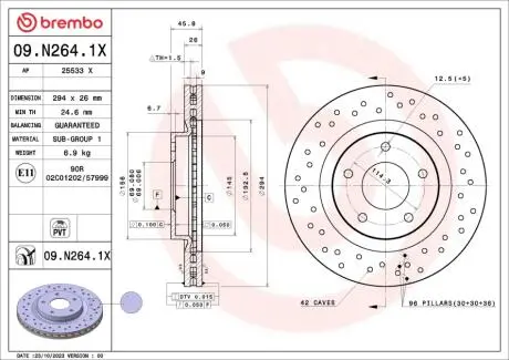 Автозапчасть BREMBO 09N2641X