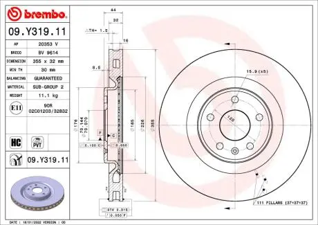 Гальмівний диск BREMBO 09.Y319.11