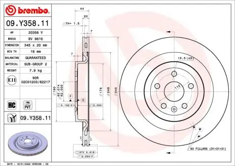 Гальмівний диск BREMBO 09.Y358.11