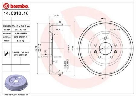 Тормозной барабан BREMBO 14C01010