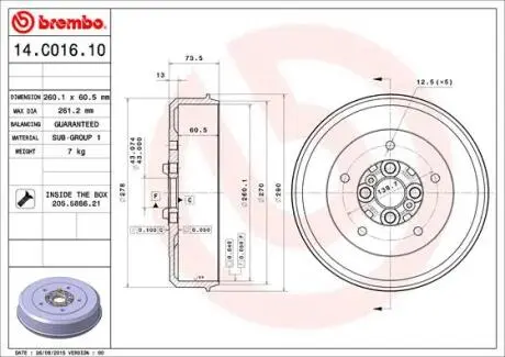 Гальмівний барабан задн KIA RETONA, SPORTAGE 2.0/2.0D 10.97-08.03 BREMBO 14C01610