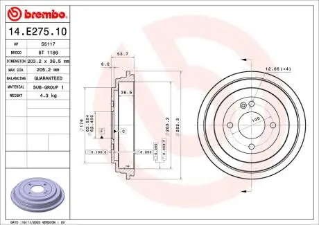 Автозапчасть BREMBO 14E27510