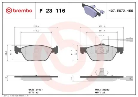 Тормозные колодки, дисковый тормоз.) BREMBO P23116