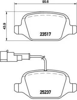 Комплект гальмівних колодок задн, ALFA ROMEO MITO 0.9-1.6D 08.08-10.18 BREMBO P23131