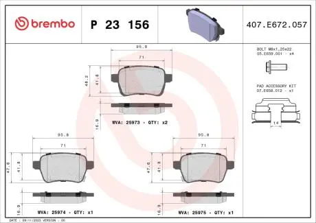 Гальмівні колодки дискові BREMBO P23 156