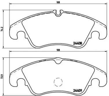 Тормозные колодки, дисковый тормоз.) BREMBO P24074 (фото 1)