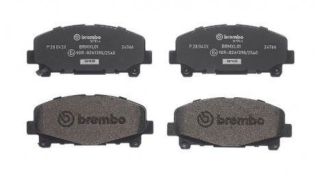 Комплект тормозных колодок из 4 шт. дисков BREMBO P28043X (фото 1)