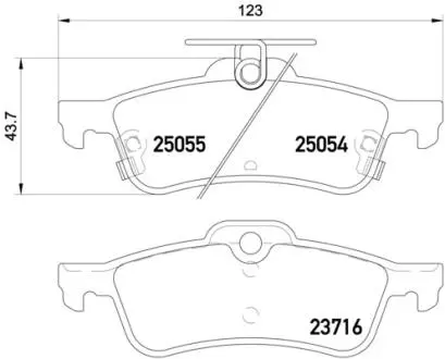 Комплект тормозных колодок задний BREMBO P28070
